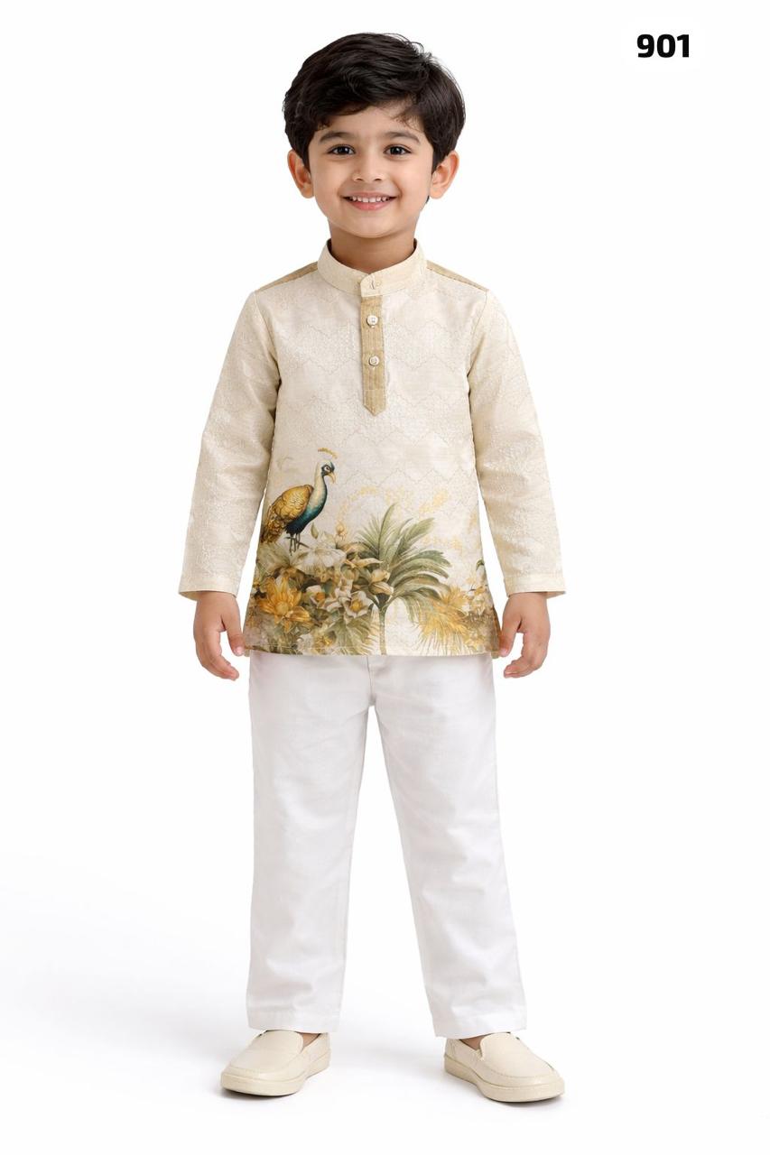 Border Embroidered Fancy Kurta Pyjama For Boys
